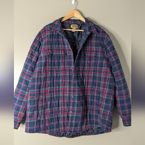 Men's Blue and red plaid button up jacket. The Foundry Supply Co. 2XLT - Picture 6 of 6
